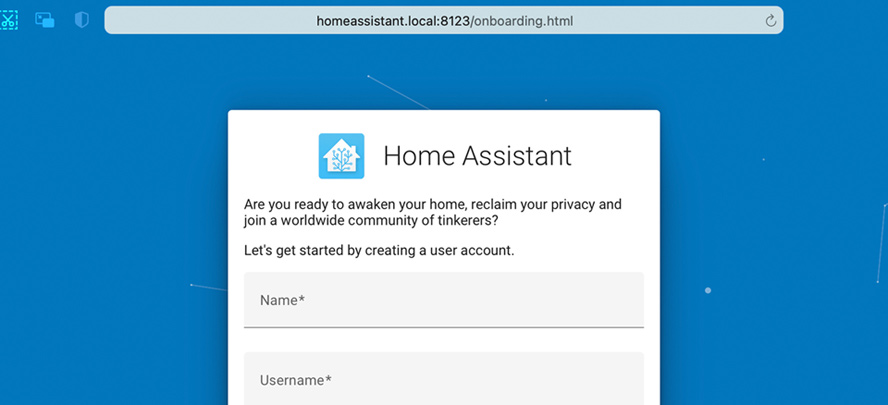 Home Assistant login and account creation